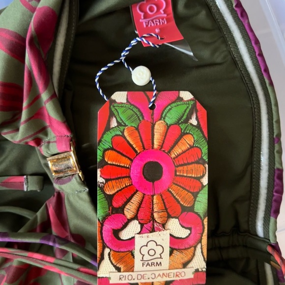 FARM Rio Green Tropical Halter One Piece Swimsuit Size Small - Picture 7 of 8